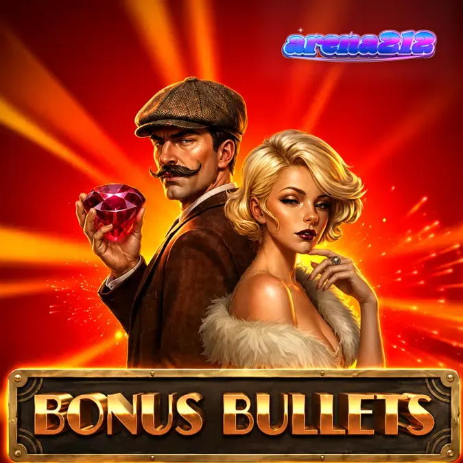 Tampilan antarmuka permainan slot Bonus Bullets dengan nuansa western.